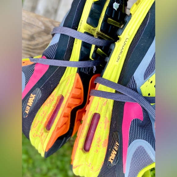 Nike Air Max Lunarlon Trainers Shoes Grey Orange  size 10.5 - Picture 10 of 17